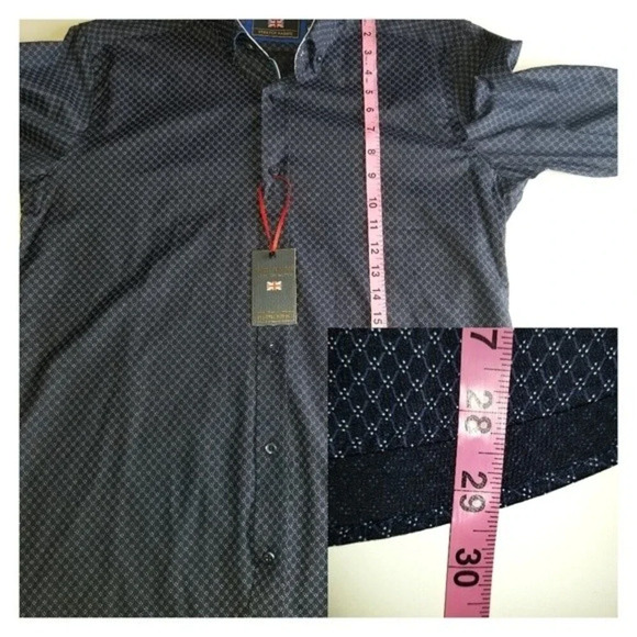 NEW Guide London Small Premium Range Navy Cotton Blend Stretch Button Down Shirt - Picture 9 of 11